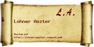 Lohner Aszter névjegykártya